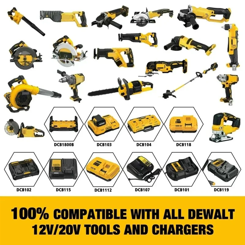 DCB200 20-V-Batterie Kompatibel mit Dewalt-Elektrowerkzeugen 18 V 12 Ah wiederaufladbare Lithiumbatterien für Elektrowerkzeuge 20 V 18 Volt 18 V 12 Ah