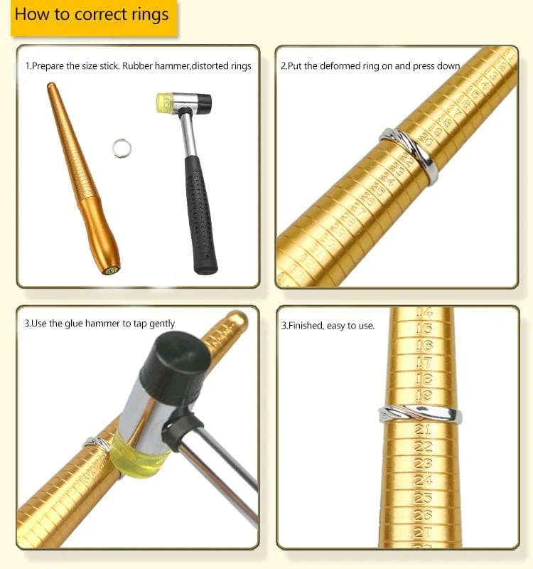 Professioneller Ringvergrößerer, Dorngriff, Hämmer, Ringgrößenmesser, Fingermessstab für die DIY-Schmuckherstellung, Messwerkzeuge