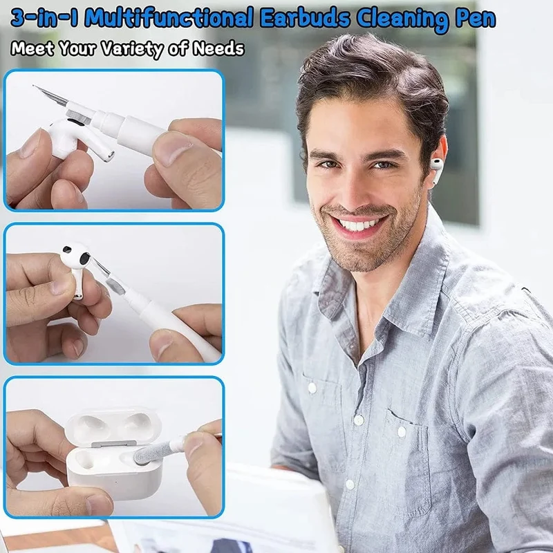 Reinigungswerkzeug für Bluetooth-Kopfhörer für Airpods Pro 3 2 1. Langlebiges Ohrhörer-Gehäuse-Reinigungsset. Reinigungsbürstenstift für Xiaomi Airdots 3Pro.