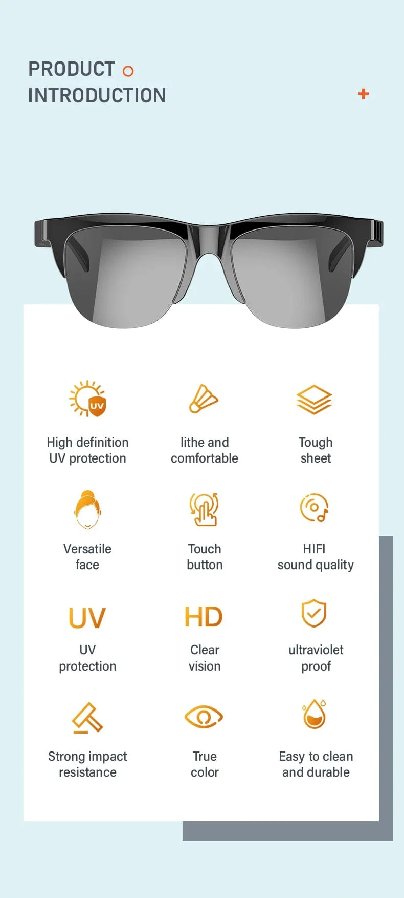 F06 Connected Bezel IP4 Wasserdichter Sonnenschirm Drahtlose Stereo-Android-Brille mit Bluetooth-Kopfhörern Sport Elektroroller Männer