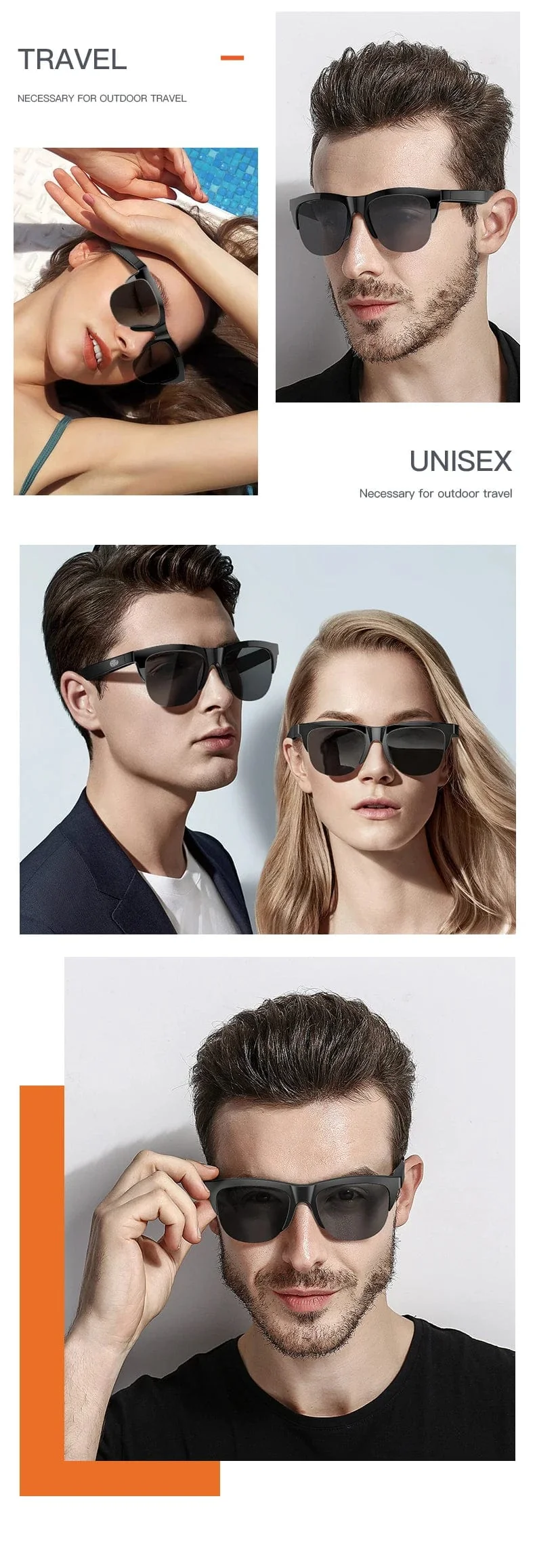 F06 Connected Bezel IP4 Wasserdichter Sonnenschirm Drahtlose Stereo-Android-Brille mit Bluetooth-Kopfhörern Sport Elektroroller Männer
