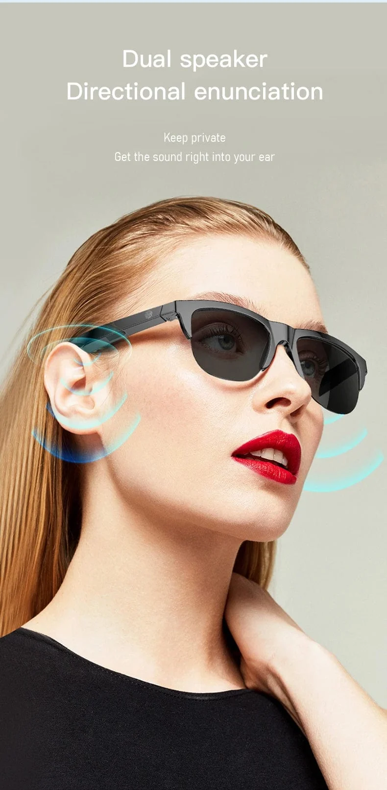 F06 Connected Bezel IP4 Wasserdichter Sonnenschirm Drahtlose Stereo-Android-Brille mit Bluetooth-Kopfhörern Sport Elektroroller Männer