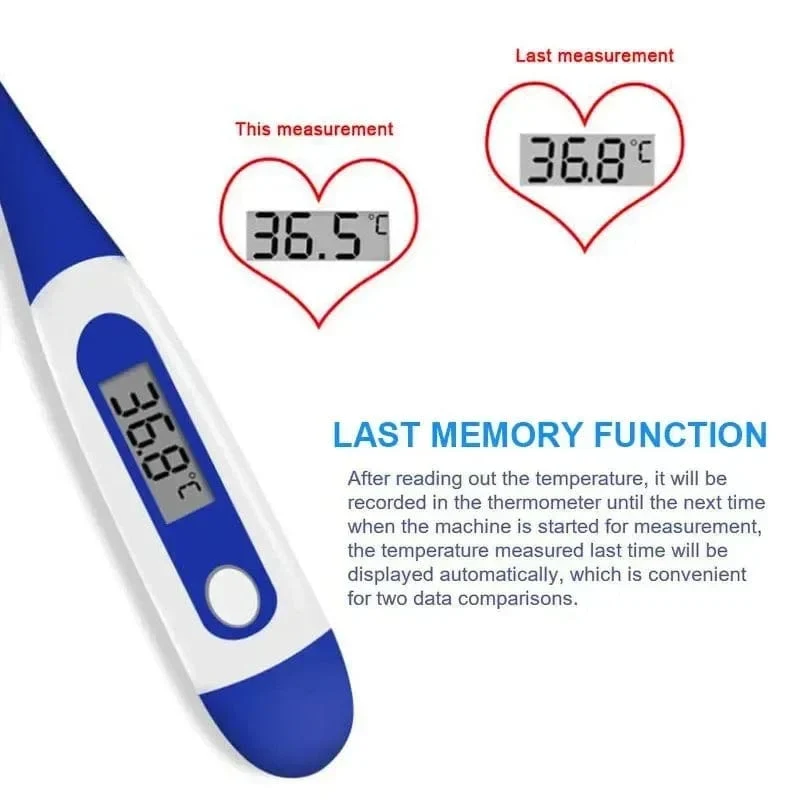 Haushaltsthermometer für Erwachsene und Kinder zur Messung der Fieberthermometer, elektronisches digitales Thermometer mit weichem Kopf, zur oralen Messung der Achseltemperatur