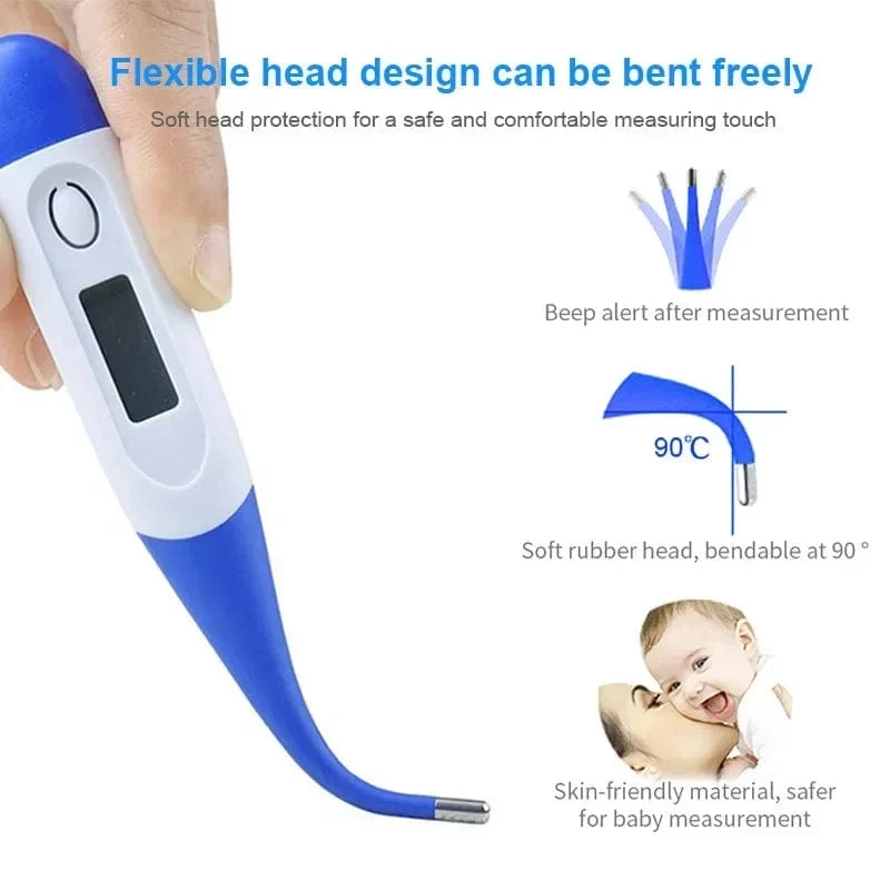 Haushaltsthermometer für Erwachsene und Kinder zur Messung der Fieberthermometer, elektronisches digitales Thermometer mit weichem Kopf, zur oralen Messung der Achseltemperatur