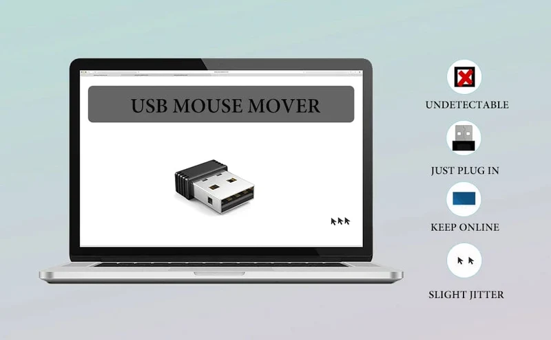 Kabelloser Maus-Jiggler-Mover, nicht erkennbar, automatischer USB-Port-Shaker-Wiggler für Laptops, hält den Computer wach, Mausbewegungen