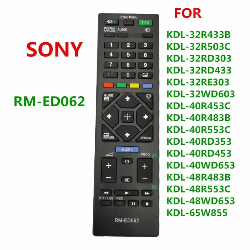 RM-ED062 Neue Fernbedienung für Sony RM ED062 LCD-Fernseher KDL-32R433B KDL-32R503C KDL-32RD303 KDL-32RD433 KDL-32RE303 KDL-32WD603
