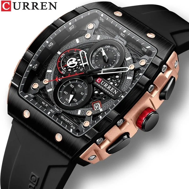CURREN Top-Marke Herrenuhren Luxus Quadratische Quarzarmbanduhr Wasserdicht Leuchtende Chronographenuhr für Männer Datumsuhr