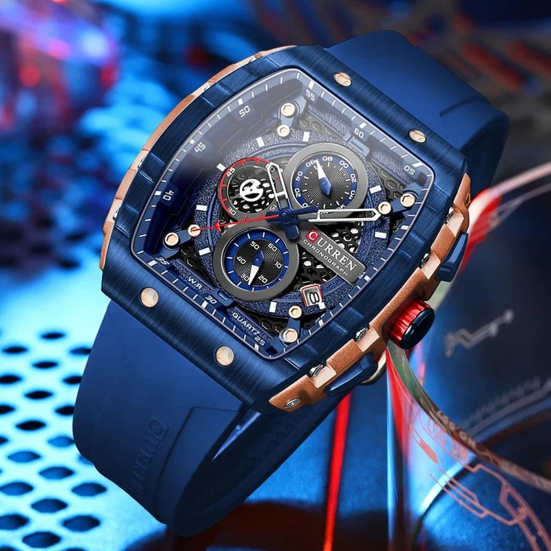 CURREN Top-Marke Herrenuhren Luxus Quadratische Quarzarmbanduhr Wasserdicht Leuchtende Chronographenuhr für Männer Datumsuhr