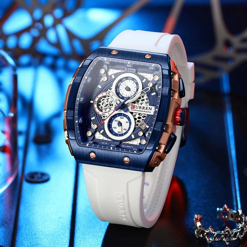 CURREN Top-Marke Herrenuhren Luxus Quadratische Quarzarmbanduhr Wasserdicht Leuchtende Chronographenuhr für Männer Datumsuhr