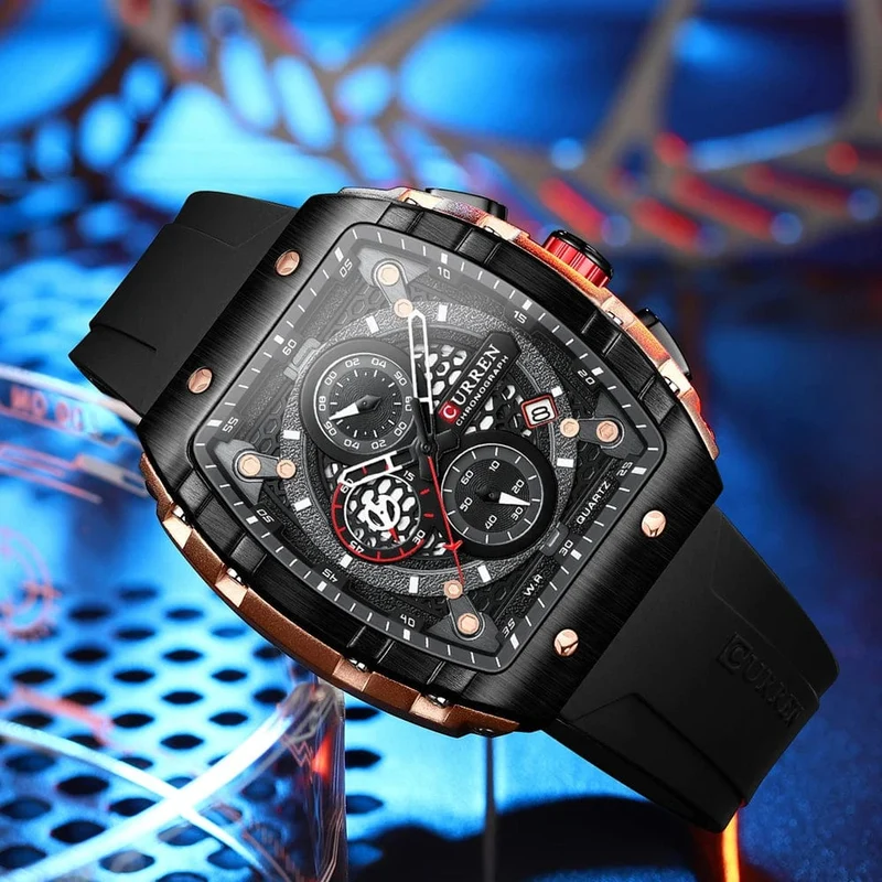 CURREN Top-Marke Herrenuhren Luxus Quadratische Quarzarmbanduhr Wasserdicht Leuchtende Chronographenuhr für Männer Datumsuhr