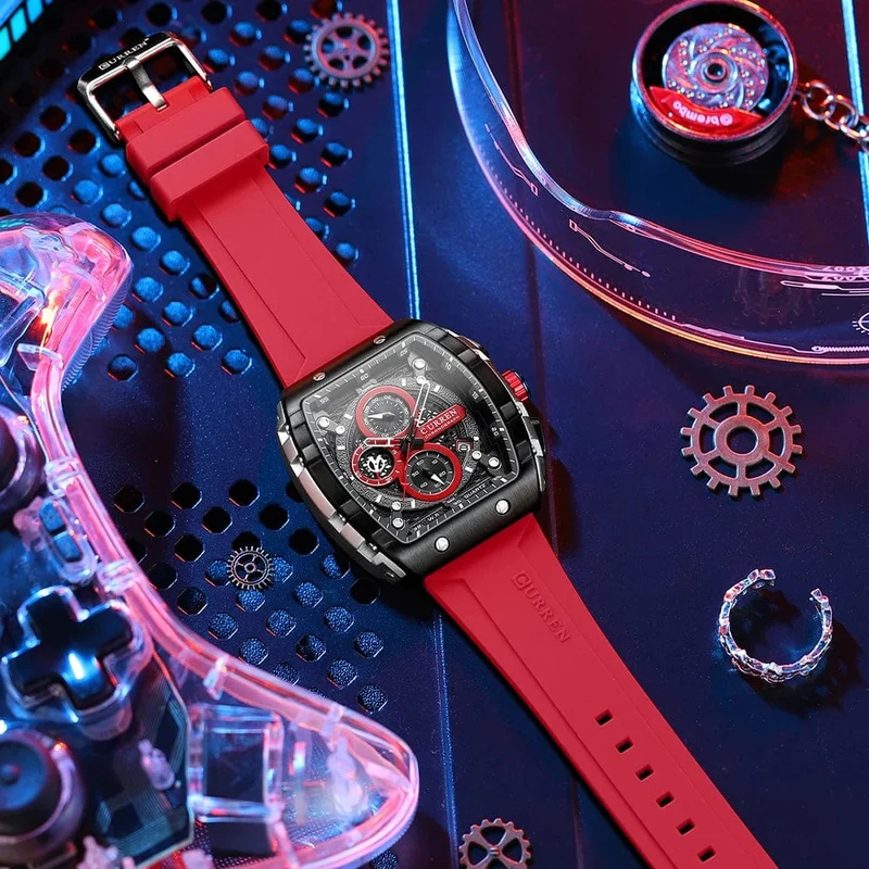 CURREN Top-Marke Herrenuhren Luxus Quadratische Quarzarmbanduhr Wasserdicht Leuchtende Chronographenuhr für Männer Datumsuhr