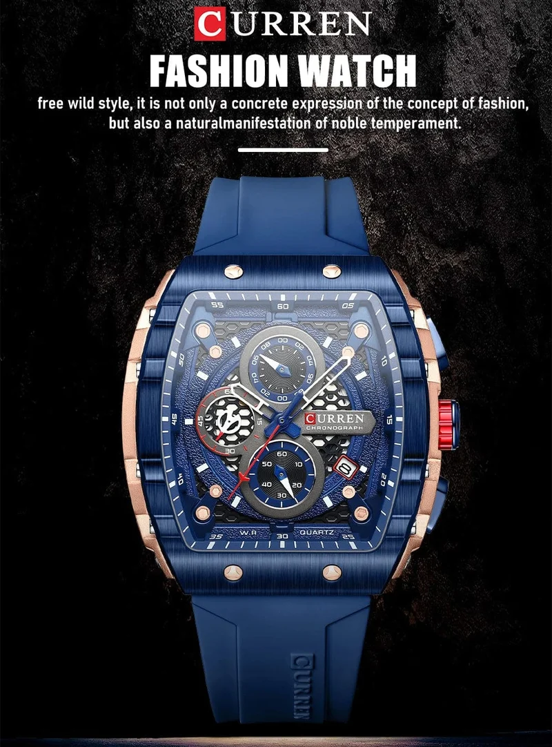 CURREN Top-Marke Herrenuhren Luxus Quadratische Quarzarmbanduhr Wasserdicht Leuchtende Chronographenuhr für Männer Datumsuhr