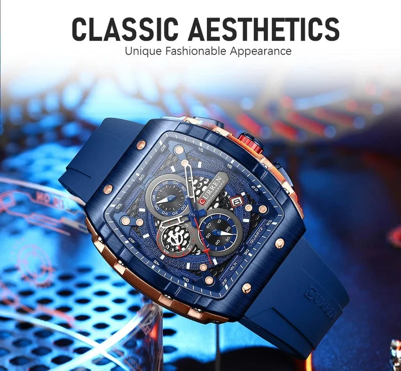 CURREN Top-Marke Herrenuhren Luxus Quadratische Quarzarmbanduhr Wasserdicht Leuchtende Chronographenuhr für Männer Datumsuhr