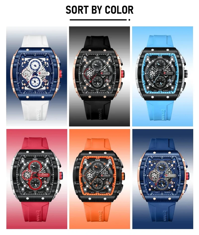 CURREN Top-Marke Herrenuhren Luxus Quadratische Quarzarmbanduhr Wasserdicht Leuchtende Chronographenuhr für Männer Datumsuhr