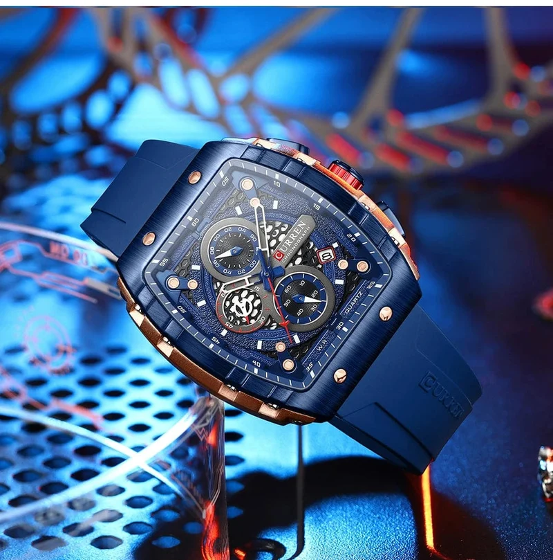 CURREN Top-Marke Herrenuhren Luxus Quadratische Quarzarmbanduhr Wasserdicht Leuchtende Chronographenuhr für Männer Datumsuhr