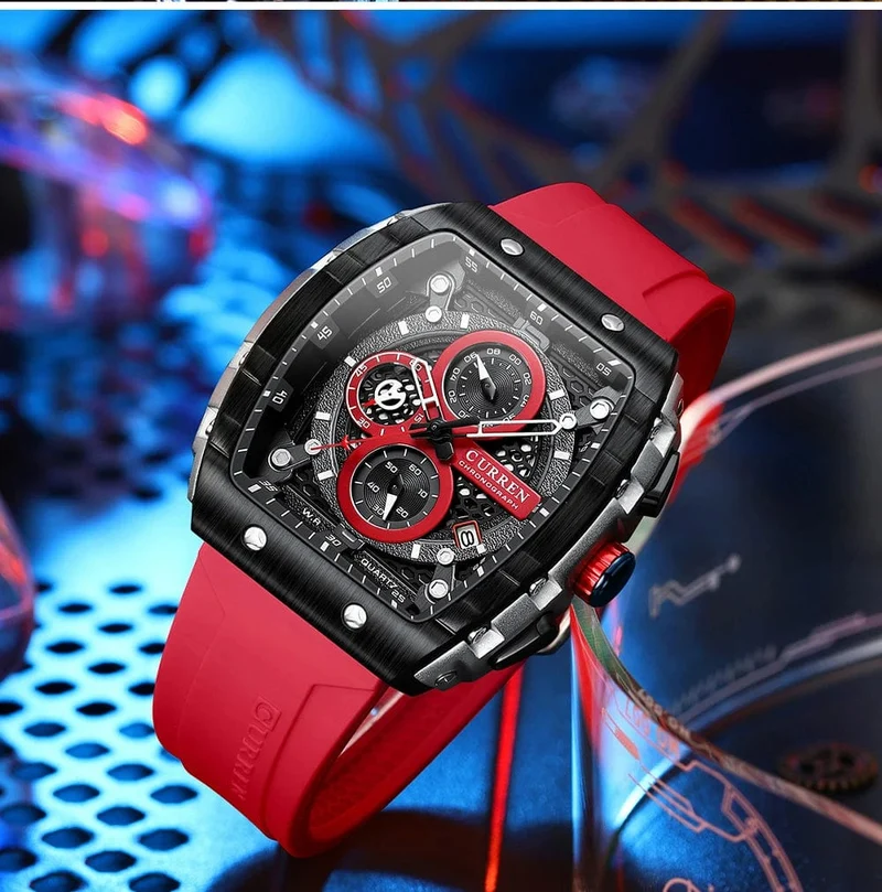 CURREN Top-Marke Herrenuhren Luxus Quadratische Quarzarmbanduhr Wasserdicht Leuchtende Chronographenuhr für Männer Datumsuhr