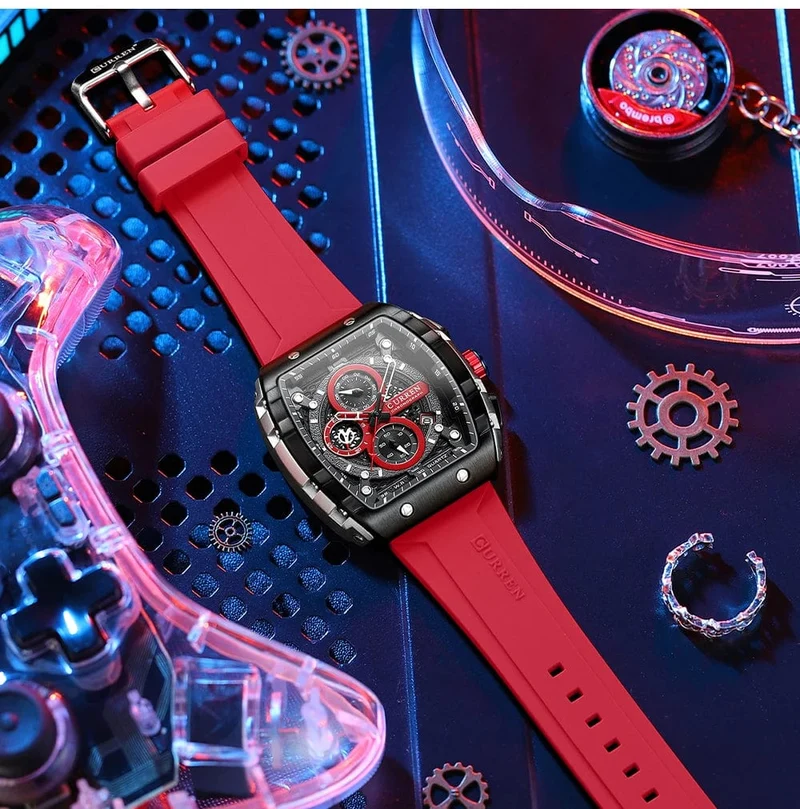 CURREN Top-Marke Herrenuhren Luxus Quadratische Quarzarmbanduhr Wasserdicht Leuchtende Chronographenuhr für Männer Datumsuhr