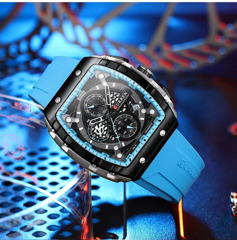 CURREN Top-Marke Herrenuhren Luxus Quadratische Quarzarmbanduhr Wasserdicht Leuchtende Chronographenuhr für Männer Datumsuhr