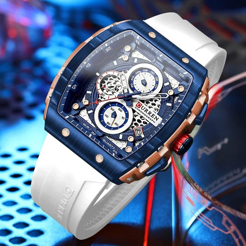 CURREN Top-Marke Herrenuhren Luxus Quadratische Quarzarmbanduhr Wasserdicht Leuchtende Chronographenuhr für Männer Datumsuhr