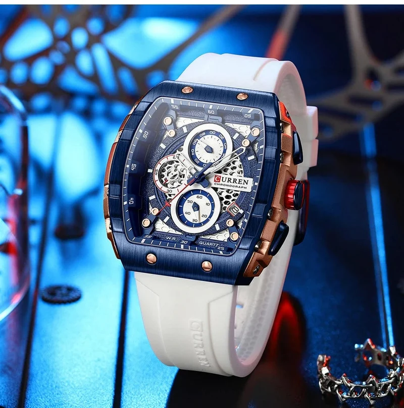 CURREN Top-Marke Herrenuhren Luxus Quadratische Quarzarmbanduhr Wasserdicht Leuchtende Chronographenuhr für Männer Datumsuhr