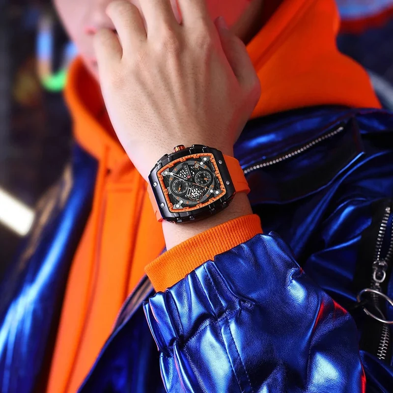 CURREN Top-Marke Herrenuhren Luxus Quadratische Quarzarmbanduhr Wasserdicht Leuchtende Chronographenuhr für Männer Datumsuhr
