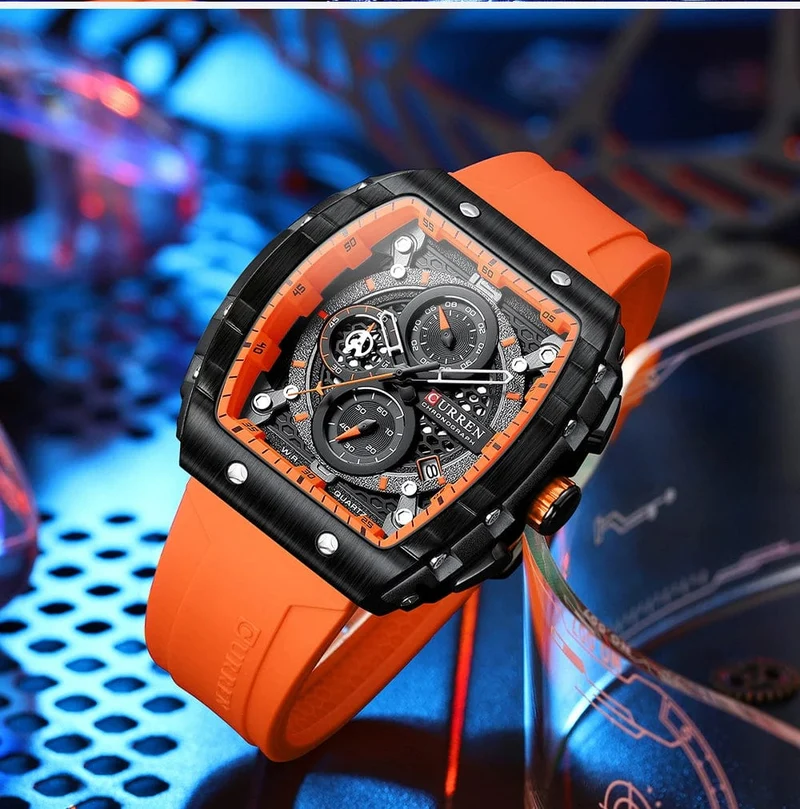 CURREN Top-Marke Herrenuhren Luxus Quadratische Quarzarmbanduhr Wasserdicht Leuchtende Chronographenuhr für Männer Datumsuhr