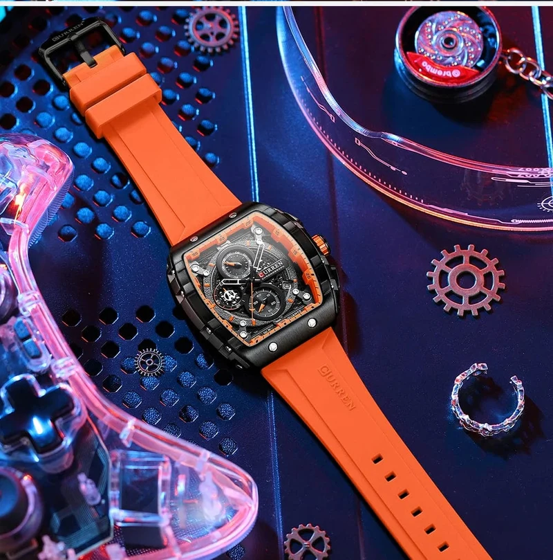 CURREN Top-Marke Herrenuhren Luxus Quadratische Quarzarmbanduhr Wasserdicht Leuchtende Chronographenuhr für Männer Datumsuhr