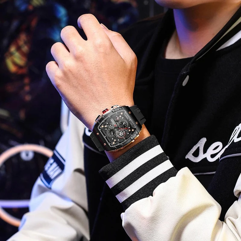 CURREN Top-Marke Herrenuhren Luxus Quadratische Quarzarmbanduhr Wasserdicht Leuchtende Chronographenuhr für Männer Datumsuhr