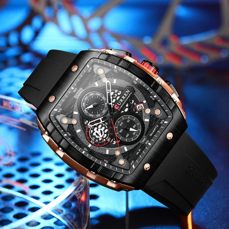 CURREN Top-Marke Herrenuhren Luxus Quadratische Quarzarmbanduhr Wasserdicht Leuchtende Chronographenuhr für Männer Datumsuhr