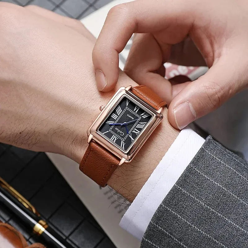 Mode Herren Quarz Armbanduhr Lederarmband Uhr