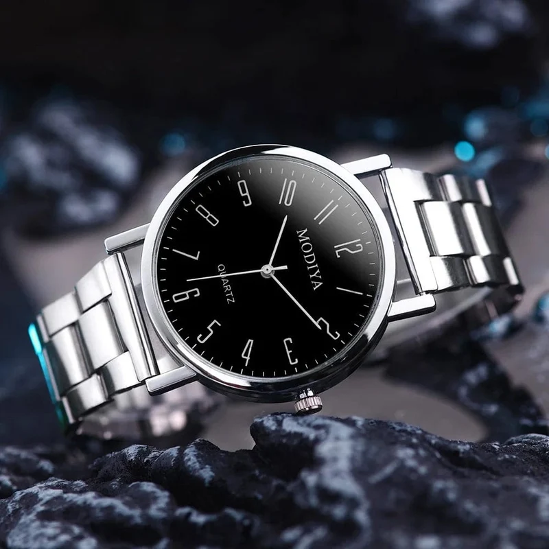 Herrenuhr Casual Silber Legierung Band Männlichen Quarz Uhren