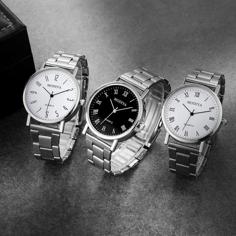 Herrenuhr Casual Silber Legierung Band Männlichen Quarz Uhren