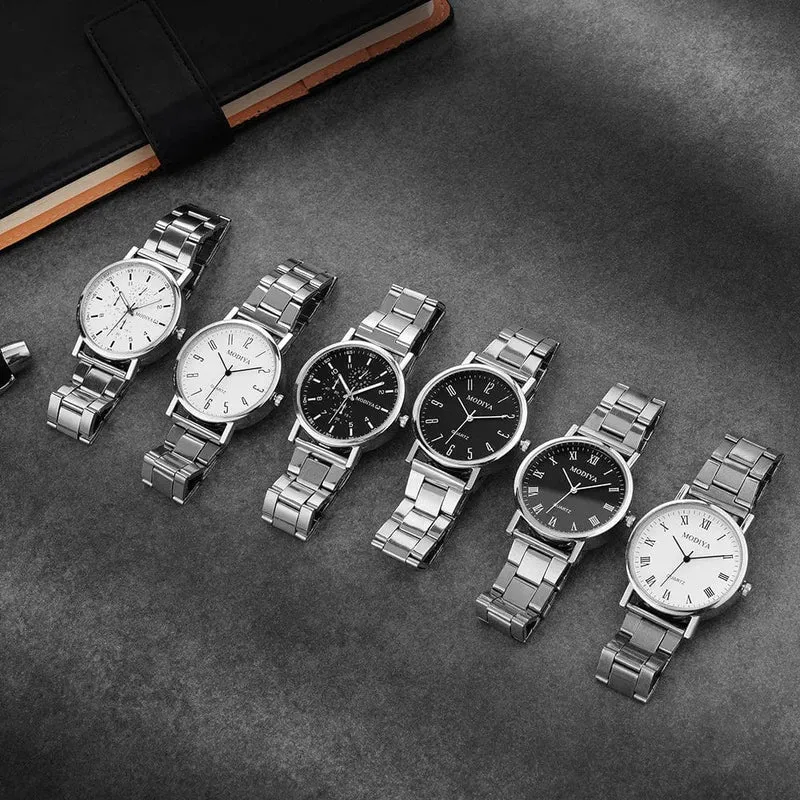 Herrenuhr Casual Silber Legierung Band Männlichen Quarz Uhren