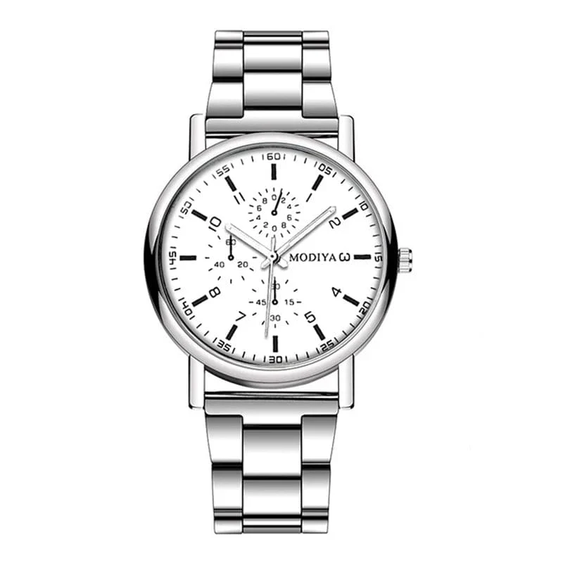 Herrenuhr Casual Silber Legierung Band Männlichen Quarz Uhren