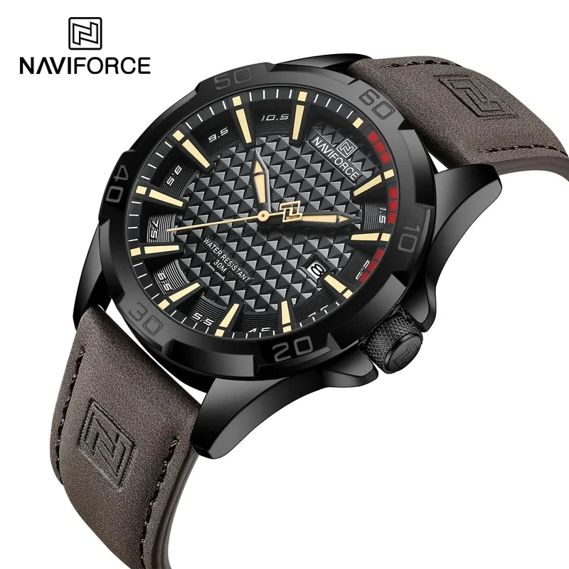 NAVIFORCE Männer Casual Sport Militär Quarz Kalender Armbanduhr für Mann Business Leder Wasserdichte Männliche Uhr Relogio Masculino
