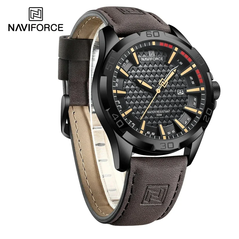 NAVIFORCE Männer Casual Sport Militär Quarz Kalender Armbanduhr für Mann Business Leder Wasserdichte Männliche Uhr Relogio Masculino