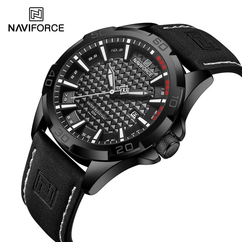 NAVIFORCE Männer Casual Sport Militär Quarz Kalender Armbanduhr für Mann Business Leder Wasserdichte Männliche Uhr Relogio Masculino