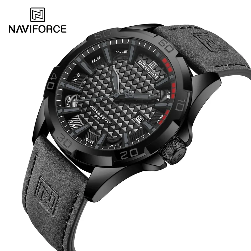 NAVIFORCE Männer Casual Sport Militär Quarz Kalender Armbanduhr für Mann Business Leder Wasserdichte Männliche Uhr Relogio Masculino