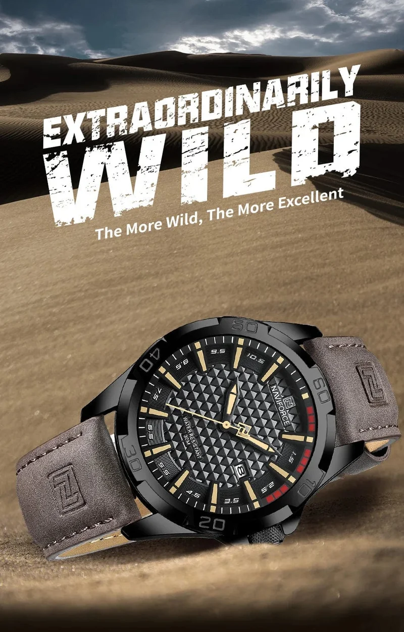 NAVIFORCE Männer Casual Sport Militär Quarz Kalender Armbanduhr für Mann Business Leder Wasserdichte Männliche Uhr Relogio Masculino