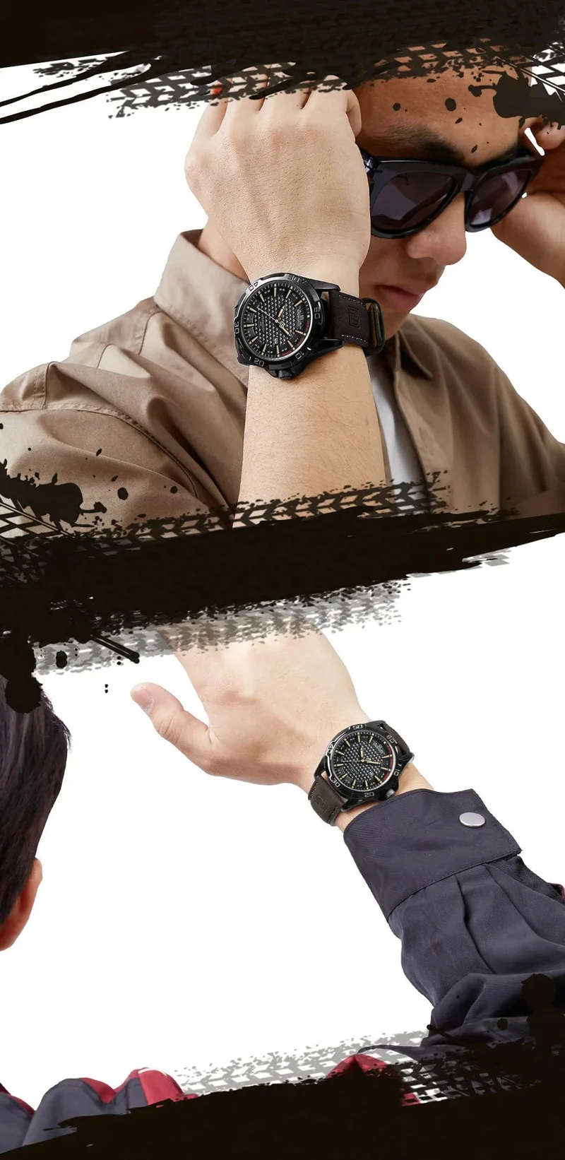NAVIFORCE Männer Casual Sport Militär Quarz Kalender Armbanduhr für Mann Business Leder Wasserdichte Männliche Uhr Relogio Masculino