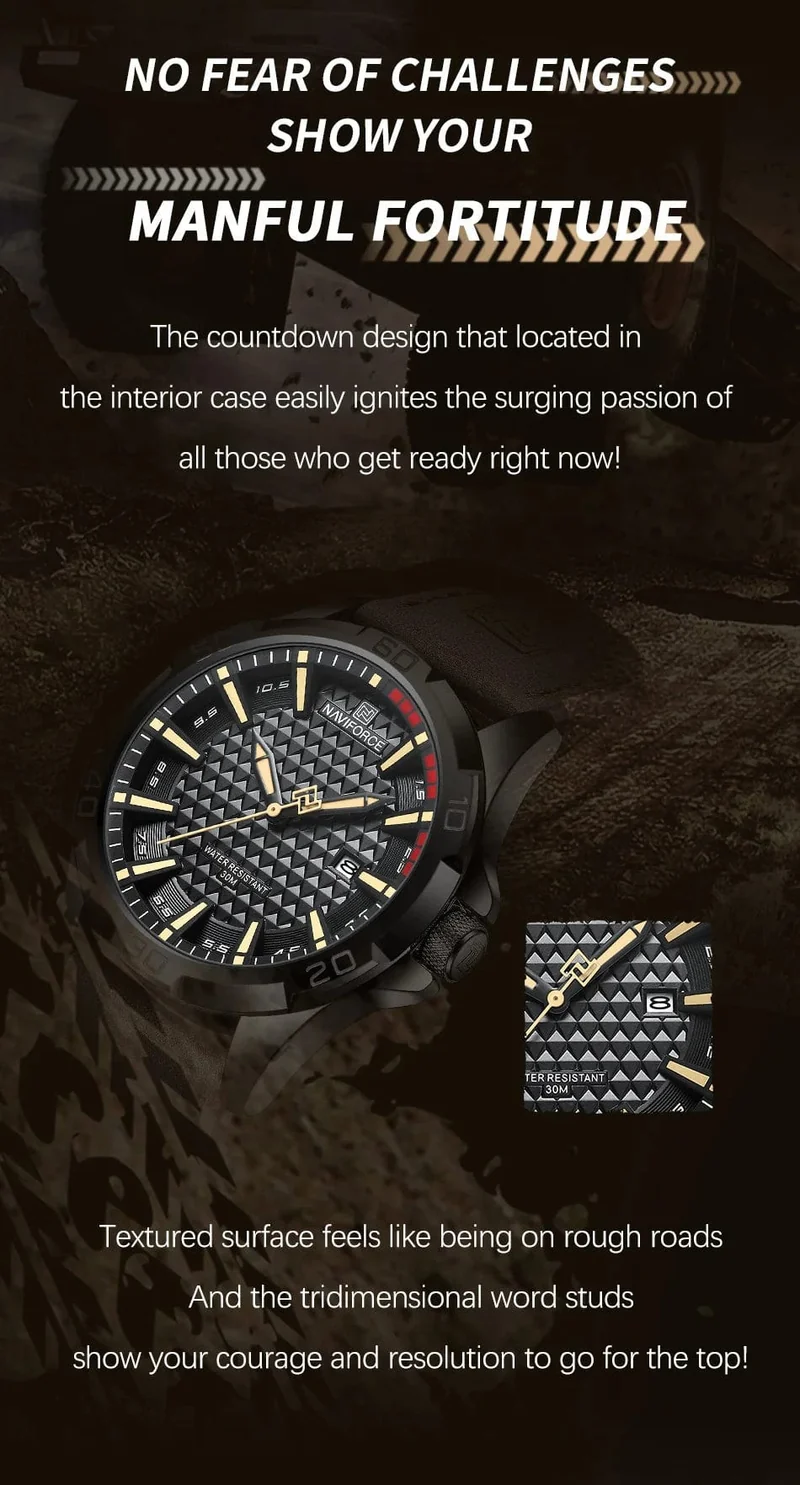 NAVIFORCE Männer Casual Sport Militär Quarz Kalender Armbanduhr für Mann Business Leder Wasserdichte Männliche Uhr Relogio Masculino
