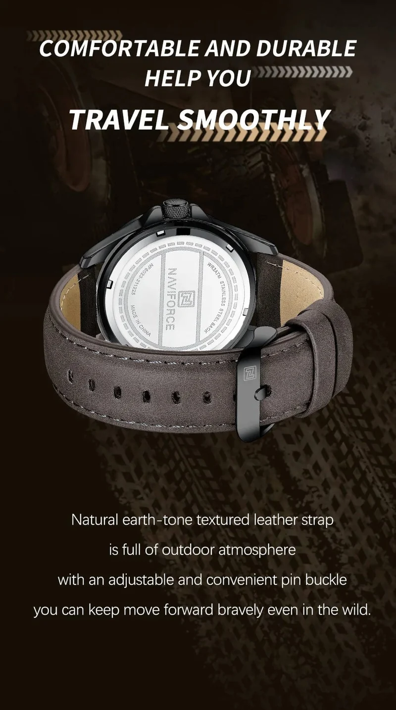 NAVIFORCE Männer Casual Sport Militär Quarz Kalender Armbanduhr für Mann Business Leder Wasserdichte Männliche Uhr Relogio Masculino