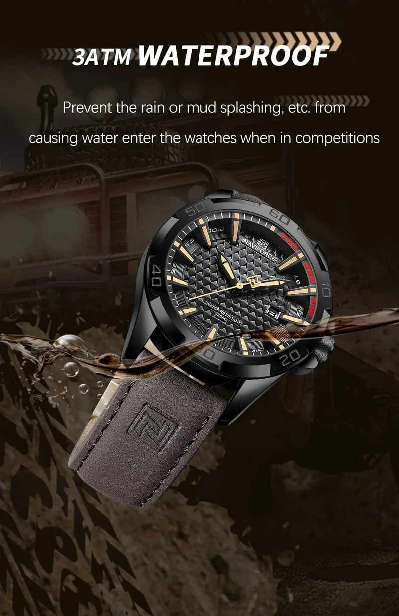 NAVIFORCE Männer Casual Sport Militär Quarz Kalender Armbanduhr für Mann Business Leder Wasserdichte Männliche Uhr Relogio Masculino