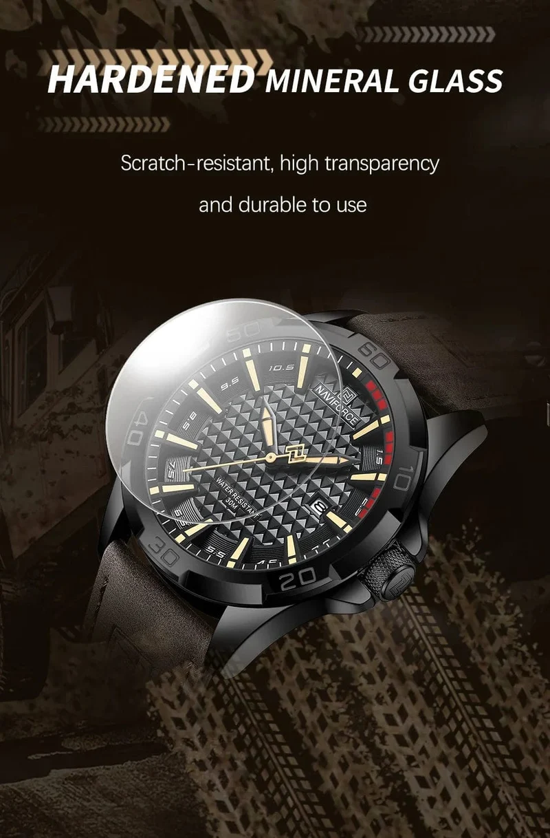 NAVIFORCE Männer Casual Sport Militär Quarz Kalender Armbanduhr für Mann Business Leder Wasserdichte Männliche Uhr Relogio Masculino