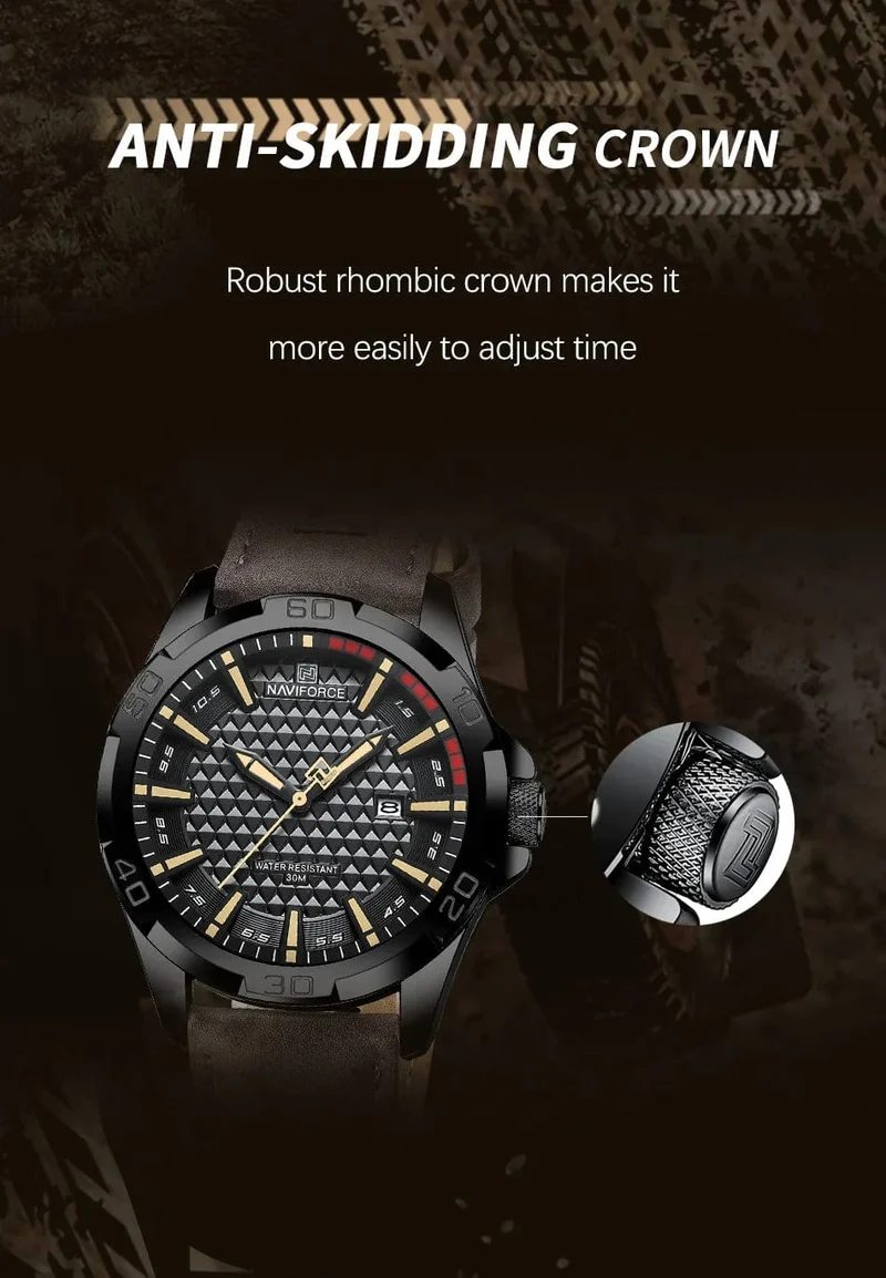 NAVIFORCE Männer Casual Sport Militär Quarz Kalender Armbanduhr für Mann Business Leder Wasserdichte Männliche Uhr Relogio Masculino
