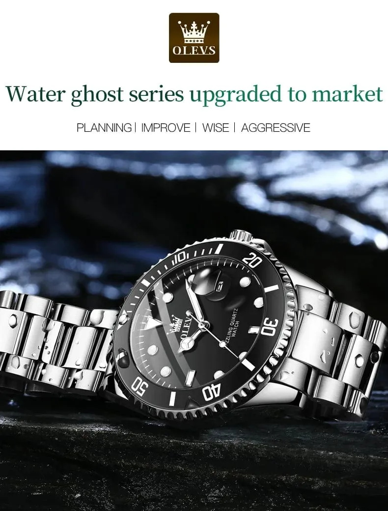 OLEVS Top Original Herren Quarzuhr Grün Wasserdichte Uhr für Männer Edelstahl Quarz Herren Luxusuhr Leuchtende Armbanduhr