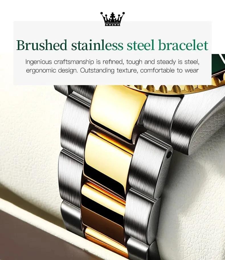 OLEVS Top Original Herren Quarzuhr Grün Wasserdichte Uhr für Männer Edelstahl Quarz Herren Luxusuhr Leuchtende Armbanduhr