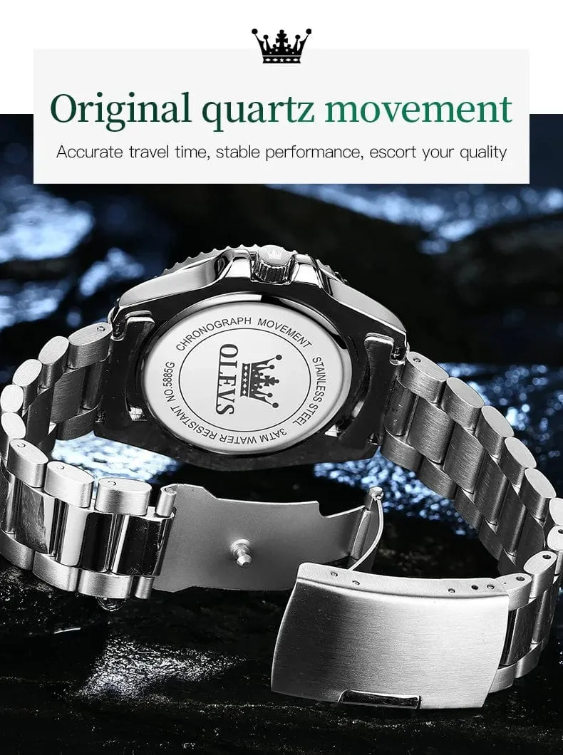 OLEVS Top Original Herren Quarzuhr Grün Wasserdichte Uhr für Männer Edelstahl Quarz Herren Luxusuhr Leuchtende Armbanduhr
