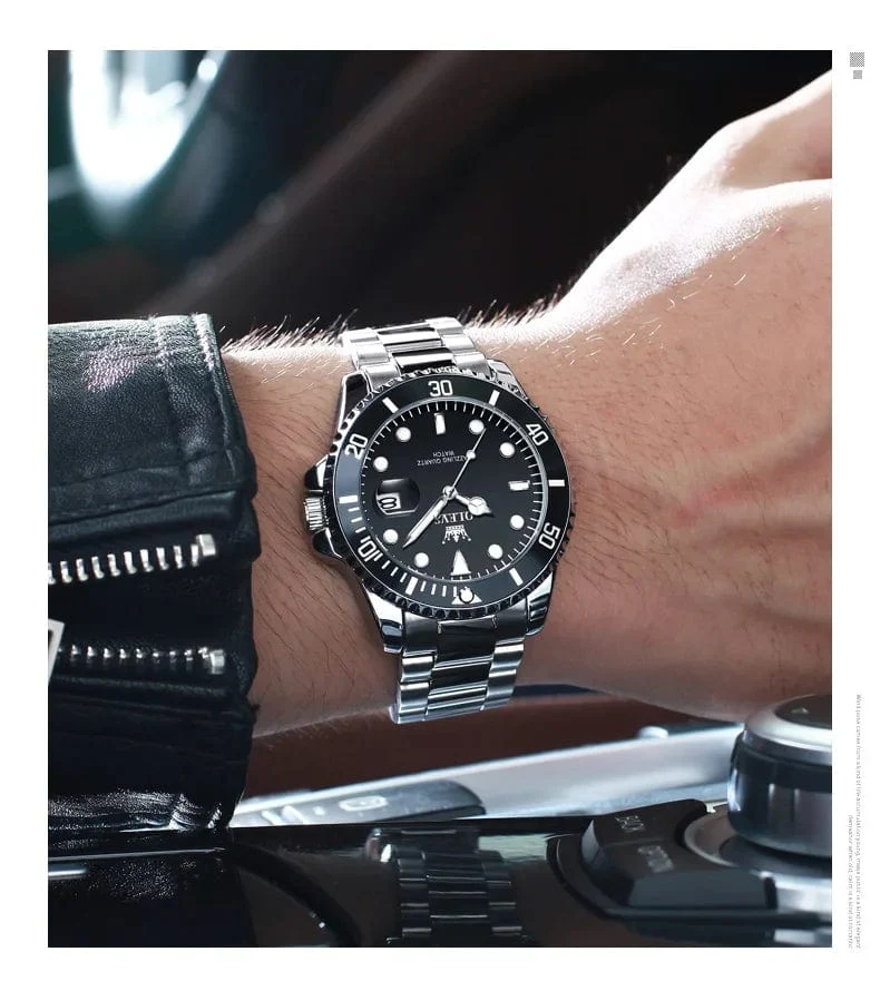 OLEVS Top Original Herren Quarzuhr Grün Wasserdichte Uhr für Männer Edelstahl Quarz Herren Luxusuhr Leuchtende Armbanduhr