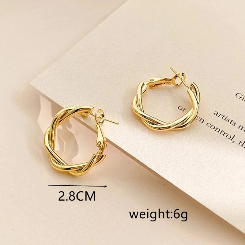 Neue Kreis Schnur Wendungen Hoop Ohrring für Frauen Einfache Temperament Übertreibung Gold Farbe Metall Ohr Schmuck Geschenk Aros
